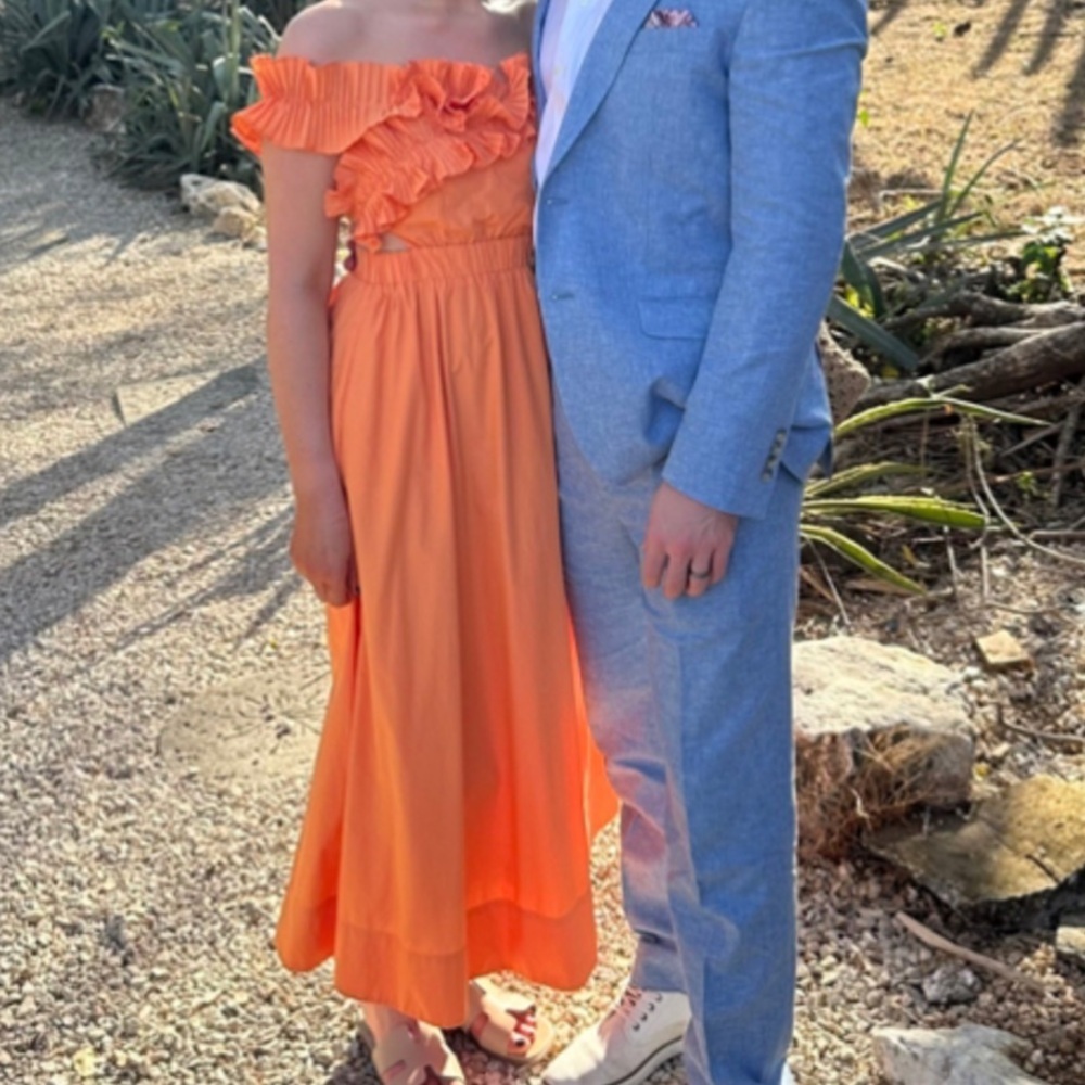 Sovere Rapture Maxi Dress Off the Shoulder Ruffle Orange - Picture 15 of 16